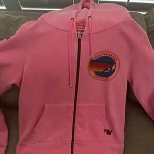 Aviator Nation Pink Hoodie with Logo